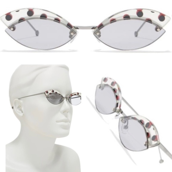 NWT FENDI 58mm Polka Dot Little Cat Eye Sunnies - Picture 1 of 9